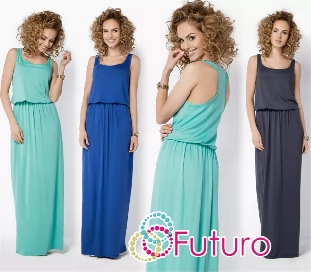 Gilet estivo da donna canotta maxi abito senza maniche sole lungo taglie forti 8-18 FM21
