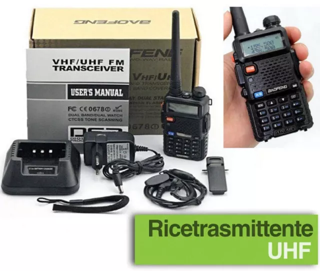 Radiotrasmittente Baofeng Uv-5R Dual Ricetrasmittente Radio 136-174-400-520 Mhz