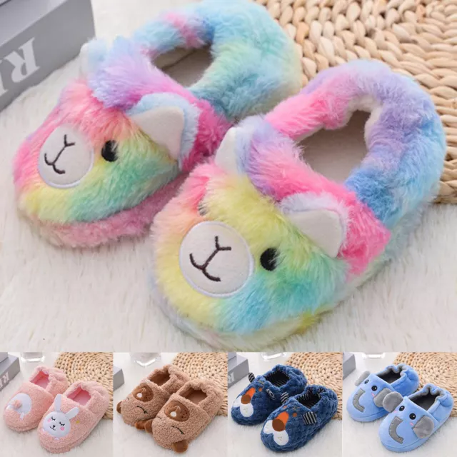 Toddler Infant Kids Baby Warm Shoes Boys Girls Cartoon Soft-Soled Slippers