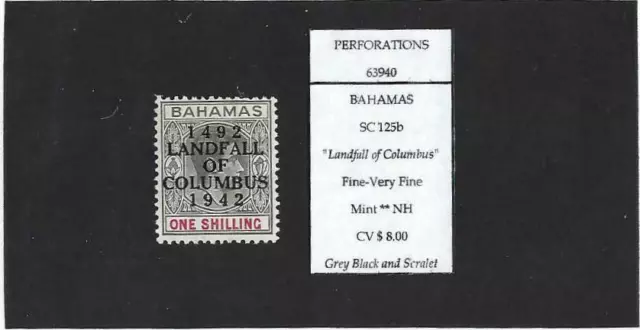 ''LANDFALL OF COLUMBUS'' BAHAMAS- SC125b   Mint  NH