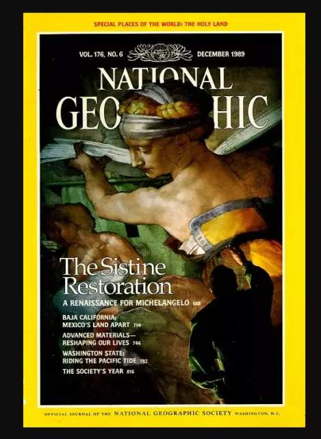 National Geographic December 1989 MAP The Holy Land Vatican Sistine Restoration