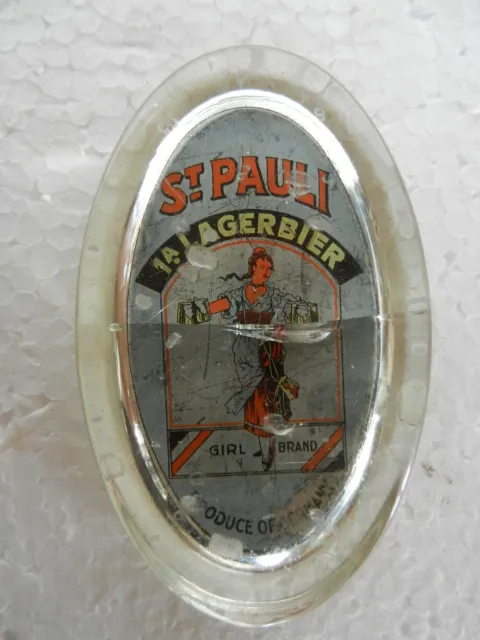 Vintage St. Pauli Beer, Girl Brand, Germany, Glass Paper Weight