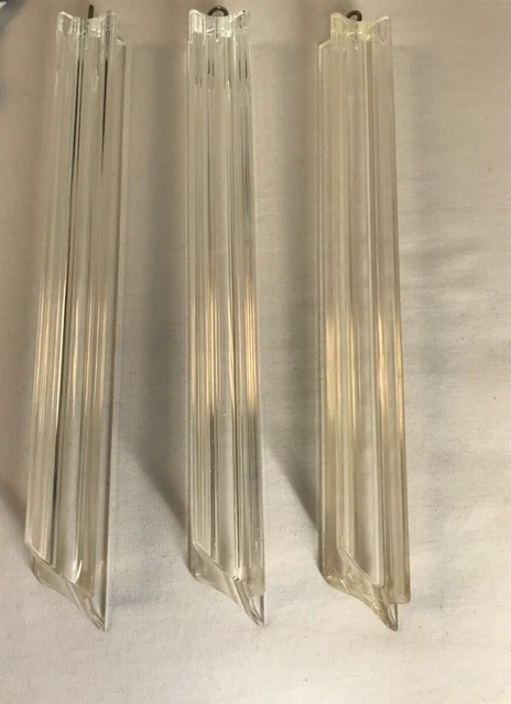 Triangular 3 Sided Beveled Prism Lucite Acrylic Chandelier 10" w/hook Midcentury