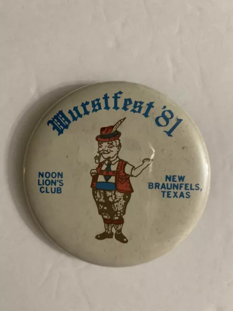 Wurstfest New Braunfels Texas 1981 Advertising Pin Vintage Approx 2 Inches