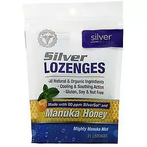American Biotech Labs Silver Biotics Silver Lozenges Mighty Manuka Mint 21 lzngs