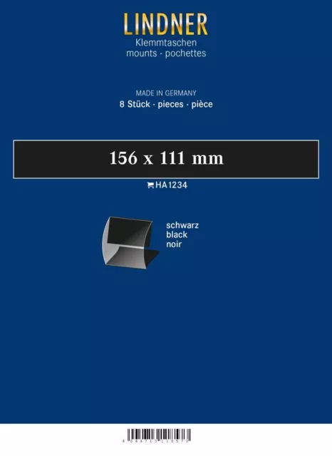 Lindner Klemmfix Blockstreifen Schwarz 156 x 111 mm (8 Stück) HA1234 Neu
