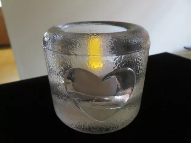 Iittala Finland Jorma Vennola Heart Sydan Clear Glass Votive Candle Holder