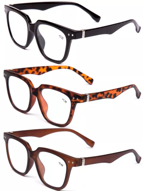 Bling Geek Reading Glasses Retro Oversized Nerd Big Frame in 3 Colours TN08