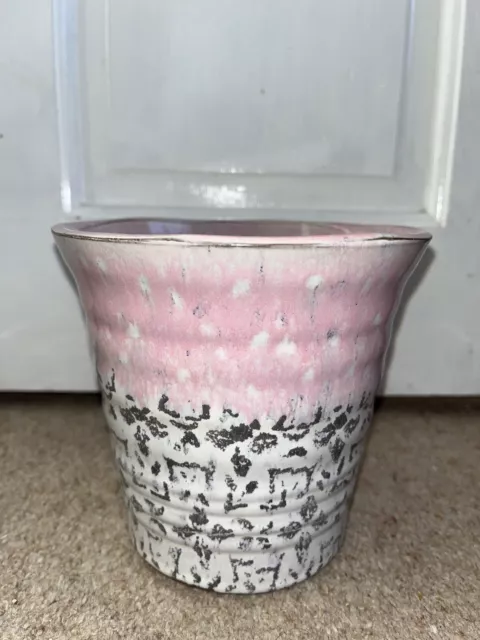 BNWT LAURA ASHLEY PINK / GREY CERAMIC PLANT / FLOWER POT rrp £25