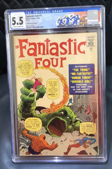 Fantastic Four #1 CGC 5.5 OW/WP (1966) Golden Record Reprint GRR w/ Custom Label