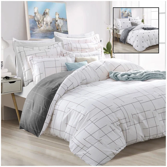 Juego de ropa de cama de edredón reversible funda de edredón individual doble tamaño King