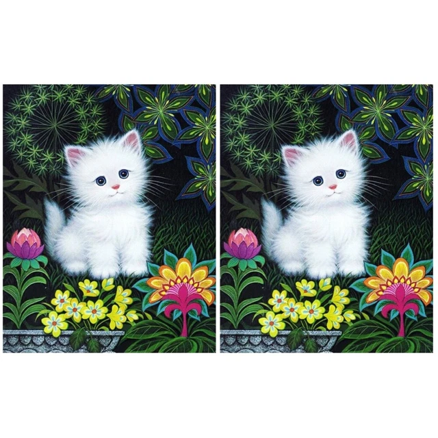 2 stücke weiße katze diy 5d perlen malerei stickerei kreuzstich malerei bilder