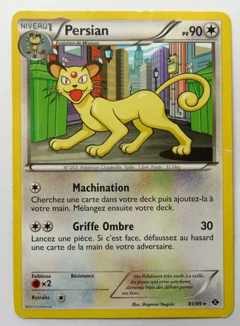 Carte Pokémon France Persian  81/99  - 2012 Noir & Blanc Destinées Futures