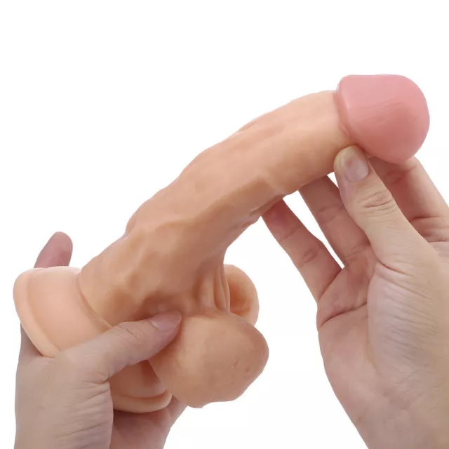 Silicone-Realistic Huge-Dildo-Suction-Cup-Anal-Vagina-Sexy-Toy-for Women-Flesh