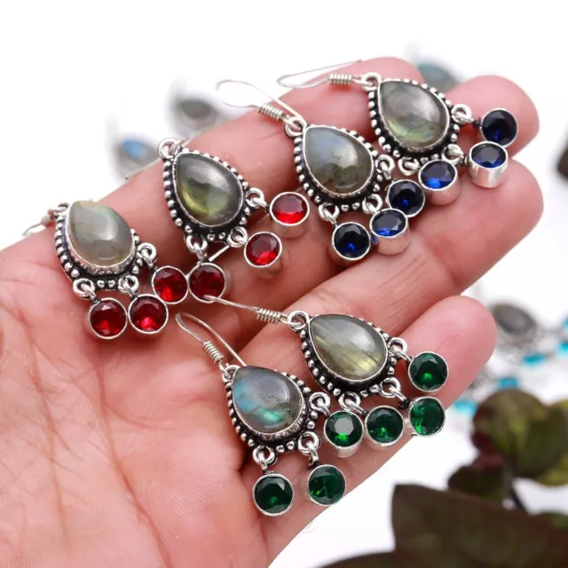 Labradorite & Multi Mix Gemstones Earring 925 Sterling Silver Wholesale Earring