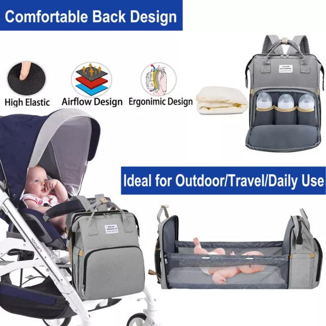 3 in 1 Baby Diaper Bag Backpack with Changing Station for Boy Girl Waterproof US