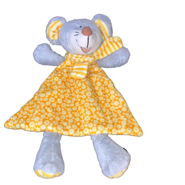 Maus Baby Rassel Schnuffeltuch Kuscheltuch Schmusetuch gelb grau Baby