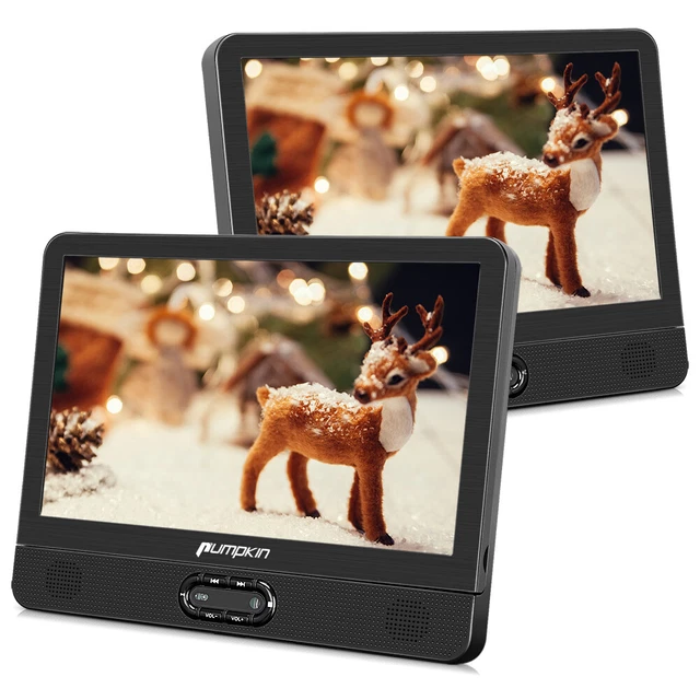 2 x 12" Tragbarer DVD Player Auto 2 Monitore TV Kopfstütze Fernseher USB SD AKKU