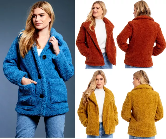 EX STORE Coat High Quality Fleece Women Jacket Funnel Teddy Thermal Long Sleeve