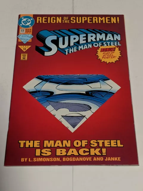 Superman Man Of Steel #22 June 1993 DC Comics Reign Of The Supermen Die Cut