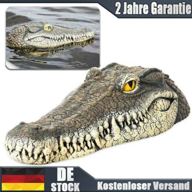 Teichfigur Krokodil Kopf Schwimmtier Alligator Dekofigur Tierfigur Gartenteich