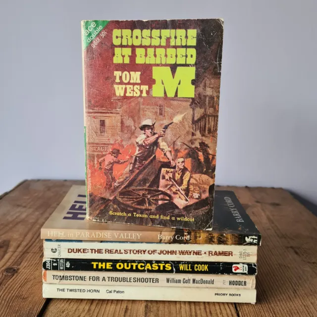 Vintage Western Paperback Book Bundle X 6, Vintage Cowboy Books, John Wayne