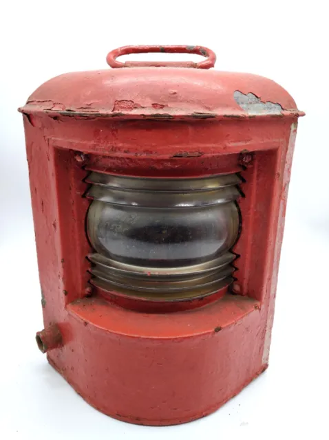 #SE1033# alt Original Schiffs Boots Laterne Positionslampe Ankerlicht Rot 1940
