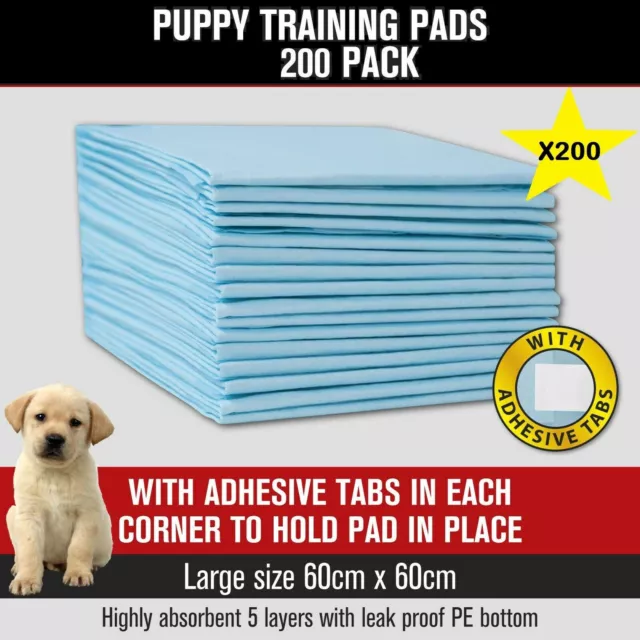 200x Puppy Dog Pet Training Pads Indoor Toilet Training Mats 60x60cm Absorbent