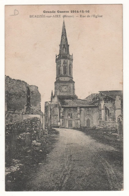CPA 55 - BEAUZÉE-sur-AIRE : RUE DE L'ÉGLISE (MEUSE) ÉCRITE