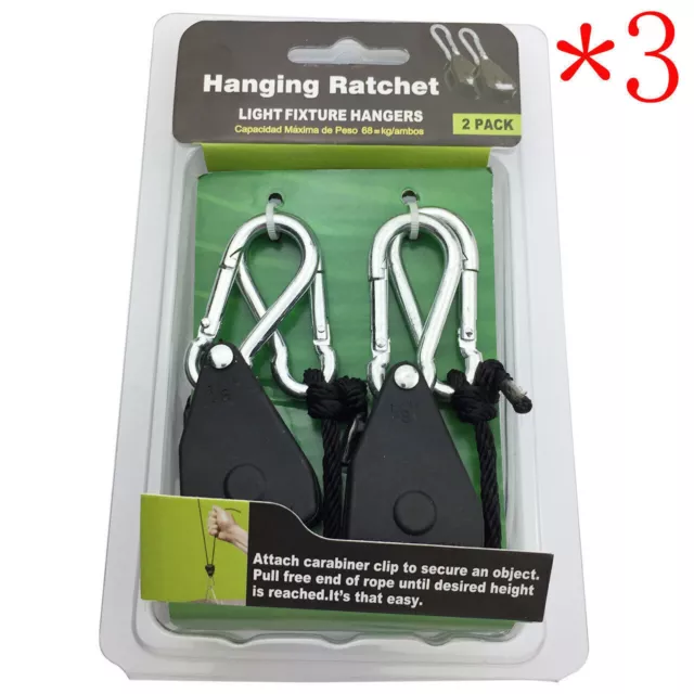 1/8 Heavy Duty Rope Ratchet YOYO Hanger For Hydroponic Grow Aqua Light Lamp 6Pcs