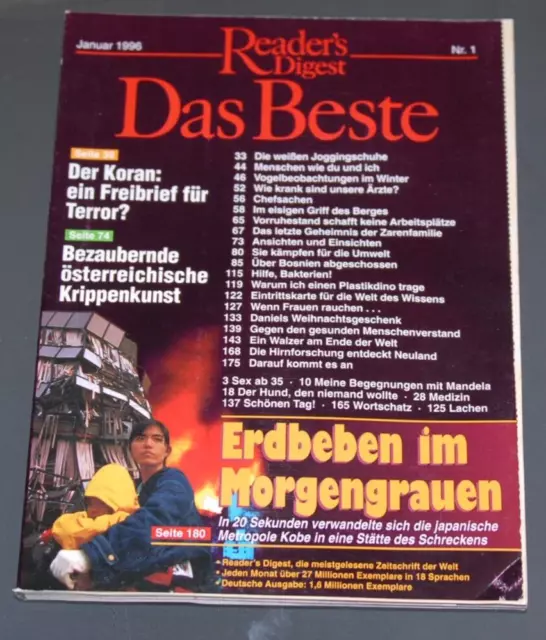 Monatsheft: DAS BESTE aus Readers Digest Januar 1996 SEHR GUTER ZUSTAND