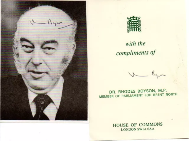 Dr Rhodes Boyso autograph hand signed photograph original politics Conservative