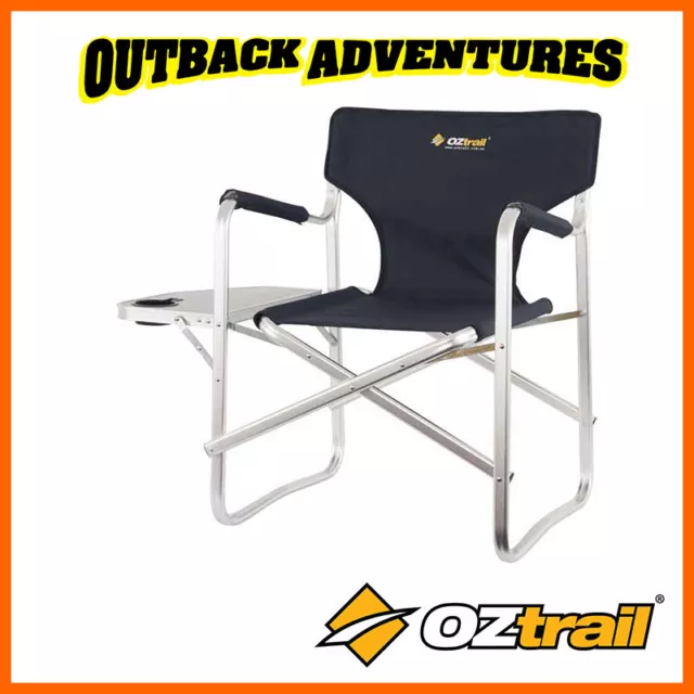 Oztrail Directors Studio Chair With Side Table Aluminium 130Kg New Model