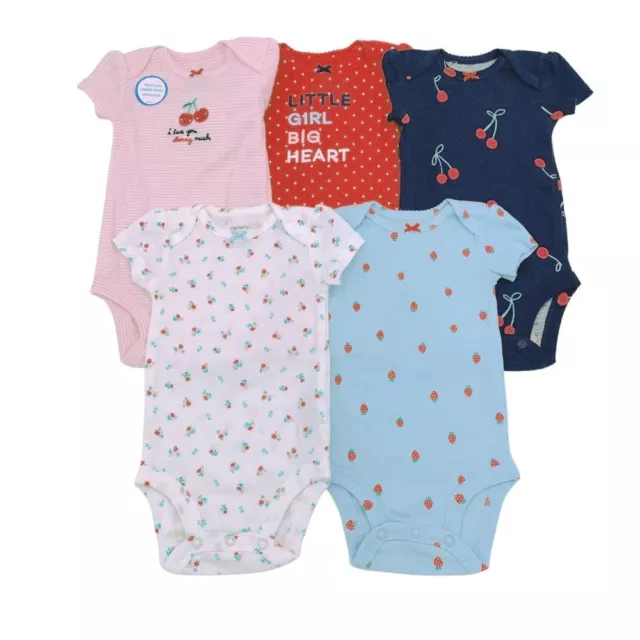 New Carter's Baby Girls Infants Short Sleeves 5 Pack Bodysuits Set Choose Size