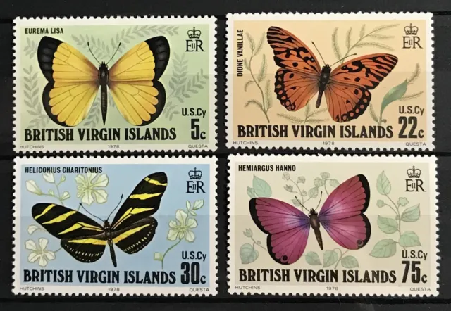British Virgin Islands - 1978 Butterflies Complete Set Nhm Sg 392-395