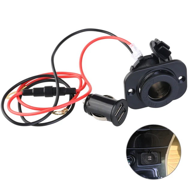 HuaLiSiJi Prise Allume-Cigare 12V 24V Avec Câble 14AWG 2m - Prise Étanché O-Ring + Fusible 20A Voiture Moto Bateau