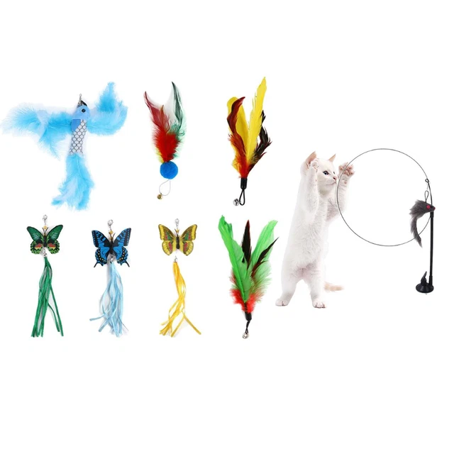 Jouet De Plumes De Chat 8 Pièces Avec Jouets De Chat Interactifs De