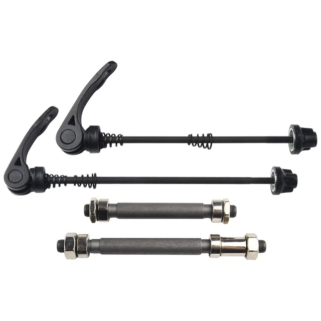 TEUOPIOE 1 Paire VTT Quick Release Brochettes Vélo QR, 150/190 Mm Route Montagne Vélo Moyeu De Roue Avant et Arrière Clip Boulon Levier Axe Ensemble(Le Noir