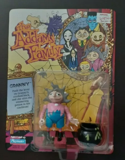 PLAYMATES 1992 THE Addams Family GRANNY 4-in Action Figure MOC early ...