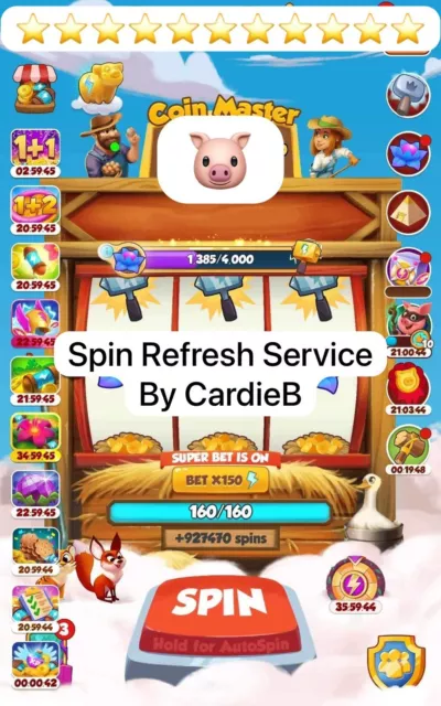 Coin Master 50k Spin refresh service by CardieB1990 On Your Account