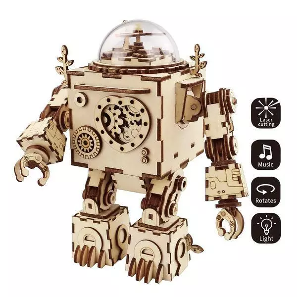 ROKR Séries Orpheus Steampunk Musique Boîte Bois Construction Modèle Kit AM601