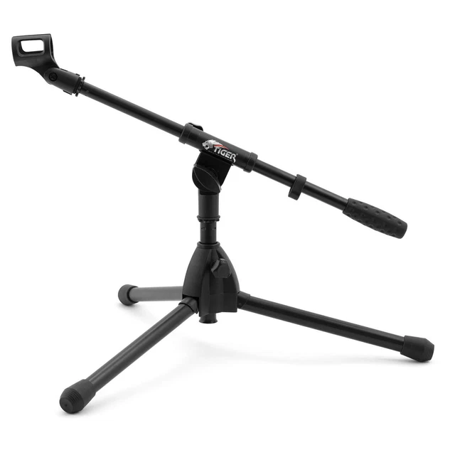 TIGER MCA49-BK Low Level Floor & Desktop Boom Microphone Stand - Bass Drum, Guitar Cab Mic Stand