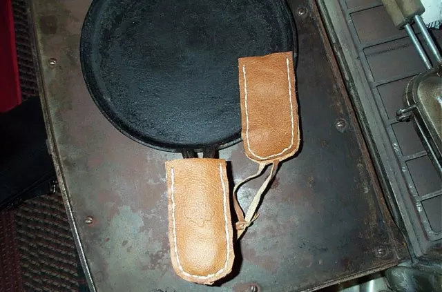 Cast Iron Pan/Pot, Leather Pot Holders