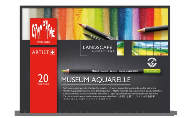 Caran D'ache Museum Aquarelle Soft Watercolour Pencil Set - 20 Landscape Colours