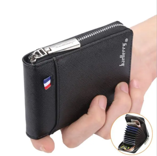 Men's RFID Zipper PU Leather Wallet Credit Card Holder Pocket Purse Clutch US