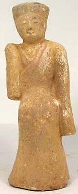 Ancient Tang Dynasty China Painted Pottery Female Attendant Statuette 600AD