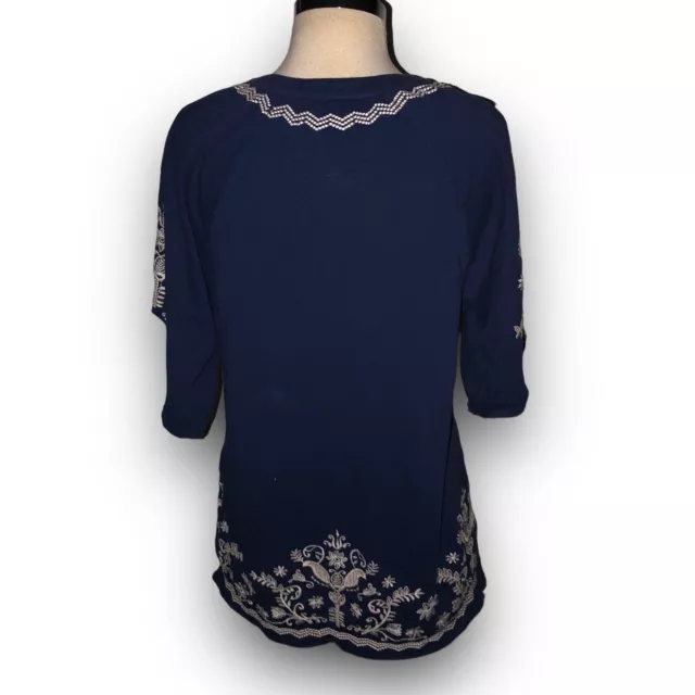 JOHNNY WAS JW Los Angeles blue embroidered Mini dress Tunic Small Has ...
