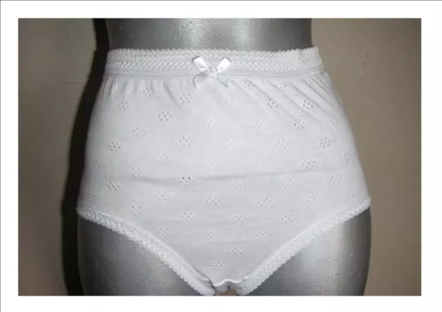 WOMENS EYELET COTTON panties knickers vintage school style TWO