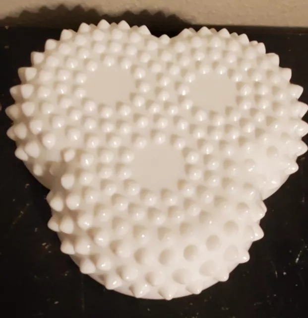 Vintage Fenton Milk Glass Hobnail Divided Relish/Candy Dish