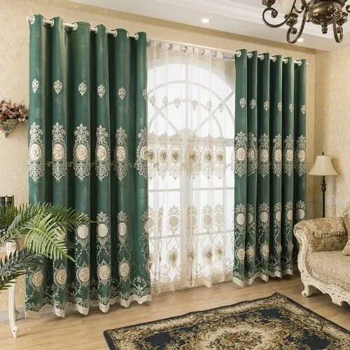 European Velvet Embroidered Blackout Curtain Jacquard Curtains for Room Tulle